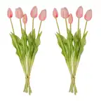 Pink Artificial Tulip Bouquet, 10 pcs, Real Touch, 42 cm
